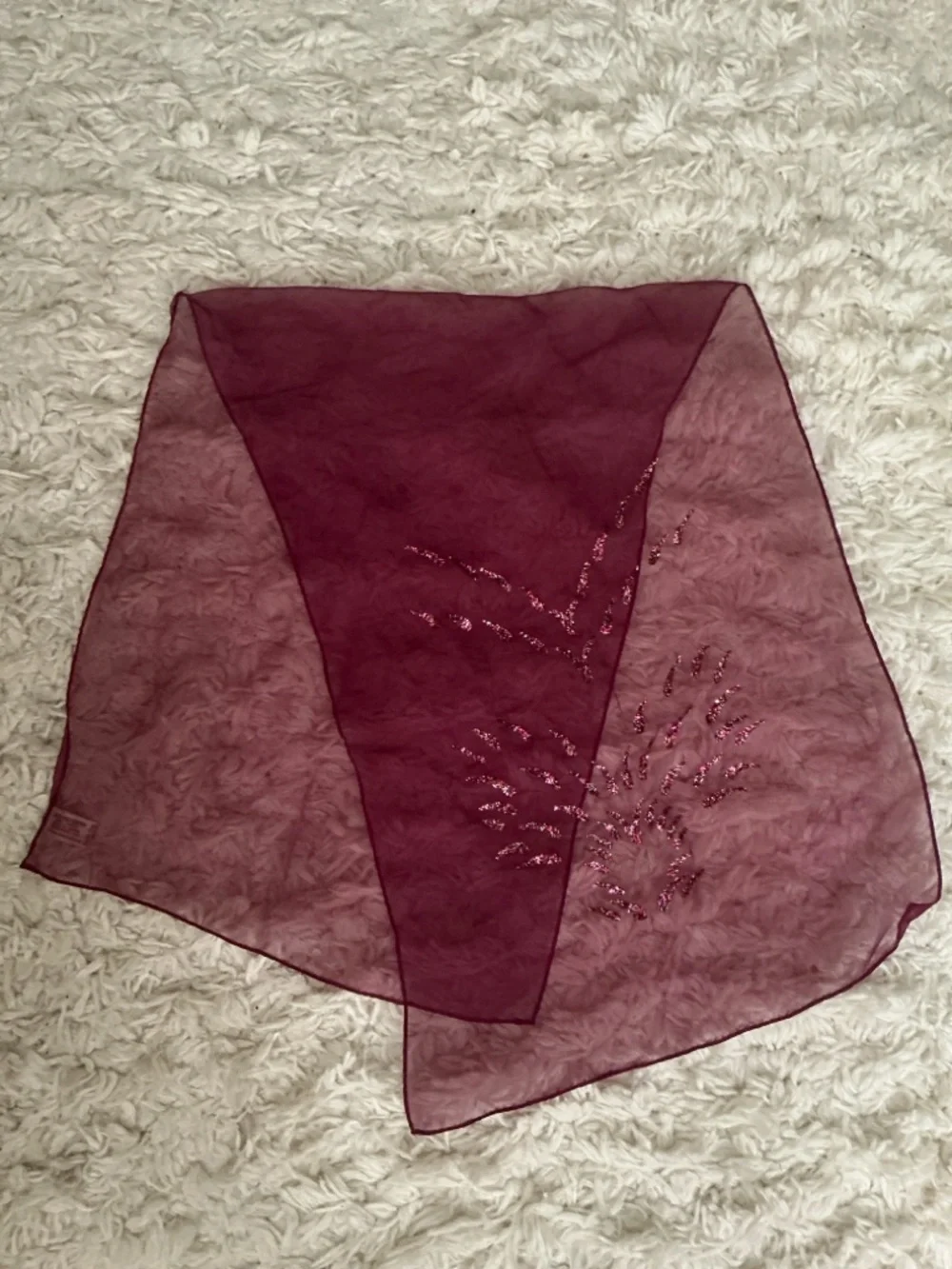VINTAGE Plum Glitzy Embellished Chiffon Scarf